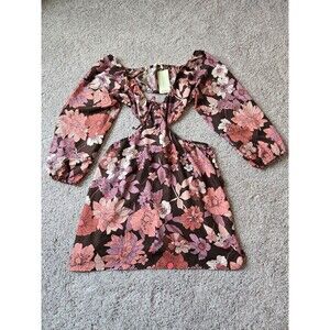 Indulge womens dress floral boho open back size Large NWT